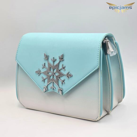 Loungefly Disney Frozen Elsa Snowflake Glitter Crossbody Bag New - Picture 2 of 5